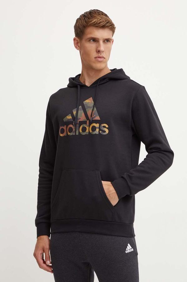 adidas Dukserica adidas Camo za muškarce, boja: crna, s kapuljačom, s tiskom, IW2678