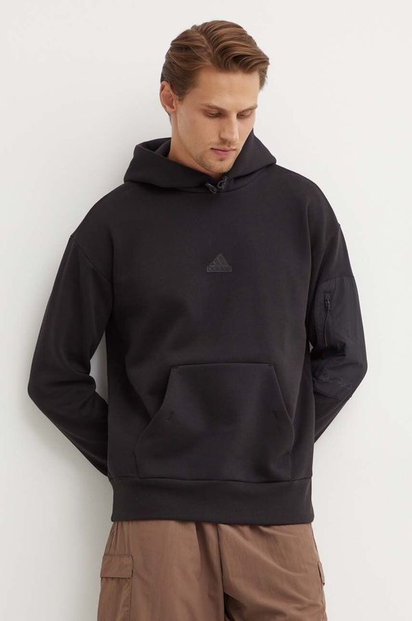 adidas Dukserica adidas City Escape za muškarce, boja: crna, s kapuljačom, bez uzorka, IY1501