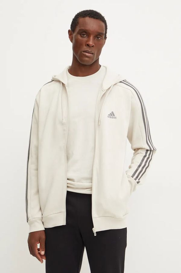 adidas Dukserica adidas Essentials za muškarce, boja: bež, s kapuljačom, s uzorkom, JG5950