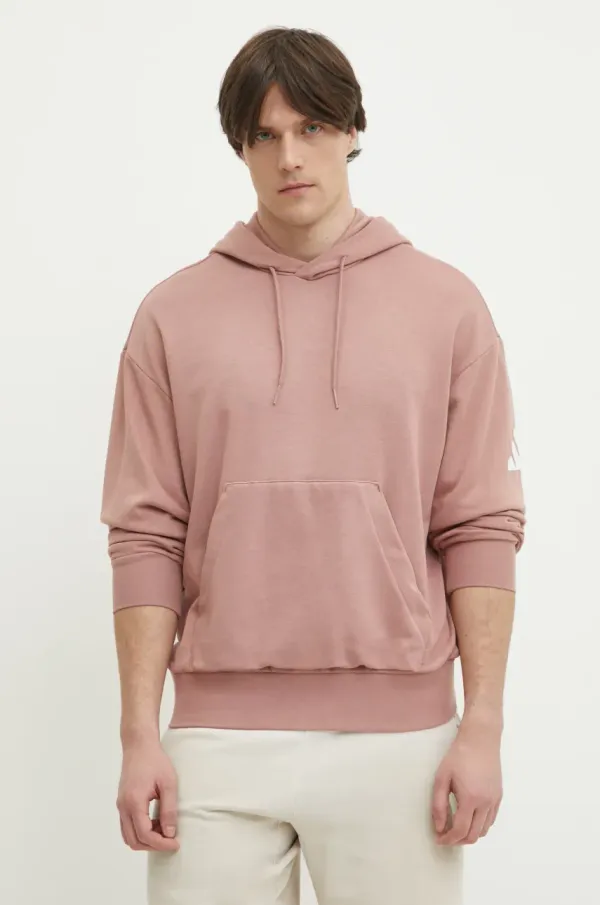 adidas Dukserica adidas Essentials za muškarce, boja: ružičasta, s kapuljačom, bez uzorka, JF3598