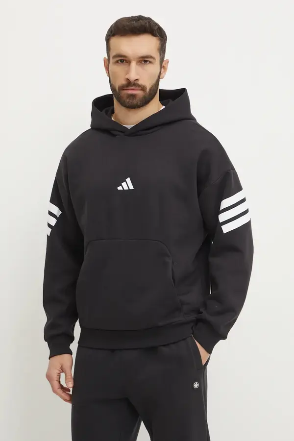 adidas Dukserica adidas Future Icons za muškarce, boja: crna, s kapuljačom, s tiskom, JD4838