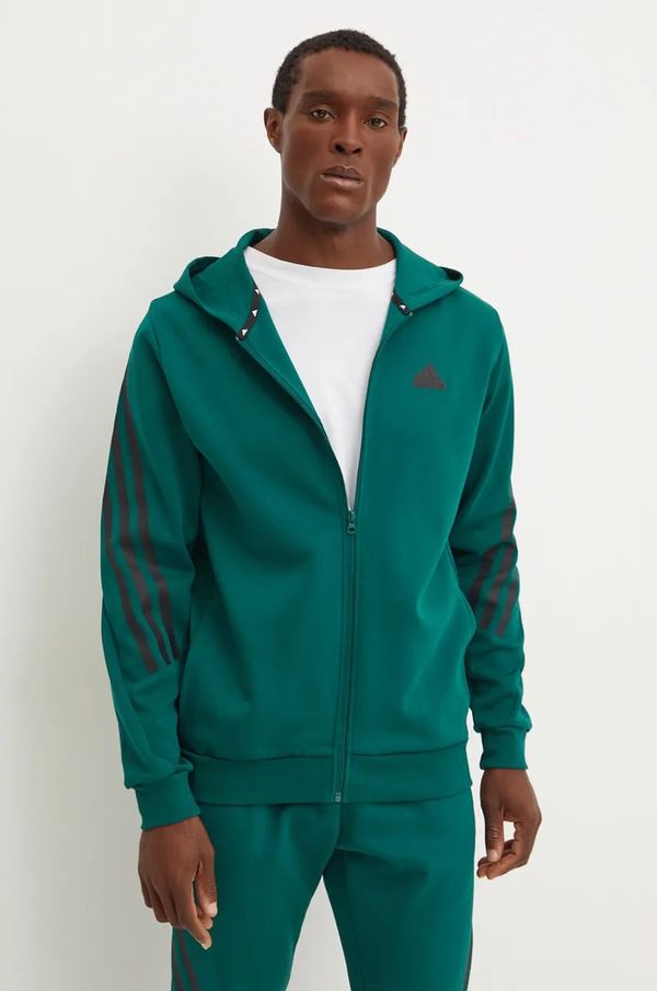 adidas Dukserica adidas Future Icons za muškarce, boja: zelena, s kapuljačom, s tiskom, IW8531