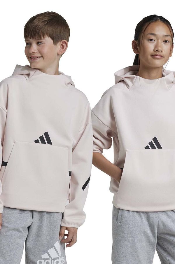 adidas Dukserica adidas J Z.N.E. HD boja: ružičasta, s kapuljačom, s tiskom, JF2818