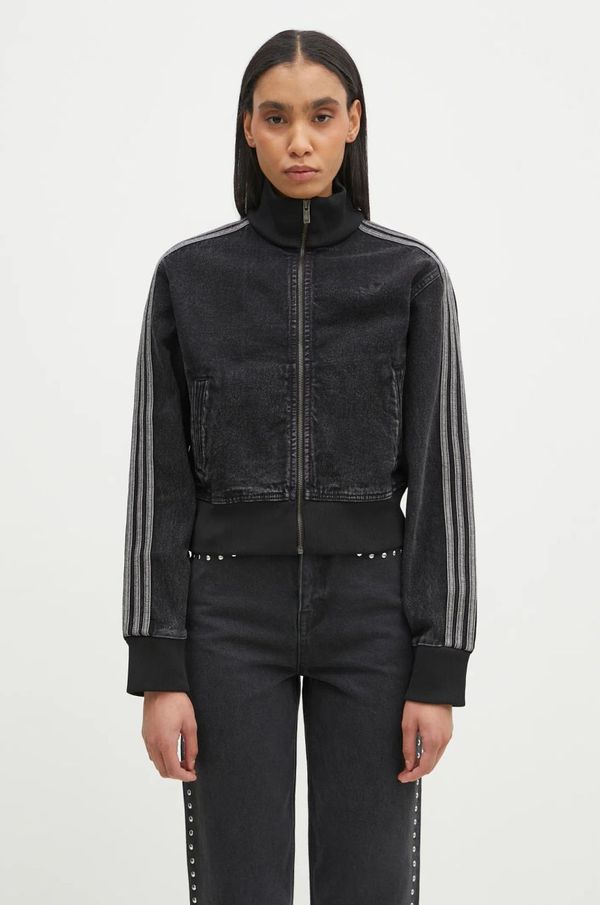 adidas Originals Dukserica adidas Originals Adicolor Denim Tracktop za žene, boja: crna, s uzorkom, JD3110