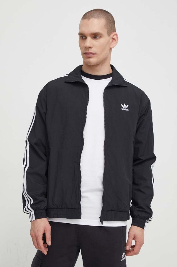 adidas Originals Dukserica adidas Originals Adicolor Woven Firebird Track Top za muškarce, boja: crna, s aplikacijom