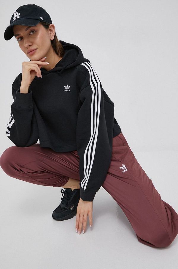 adidas Originals Dukserica adidas Originals Adicolor za žene, boja: crna, s kapuljačom, s aplikacijom, HC2016-BLACK