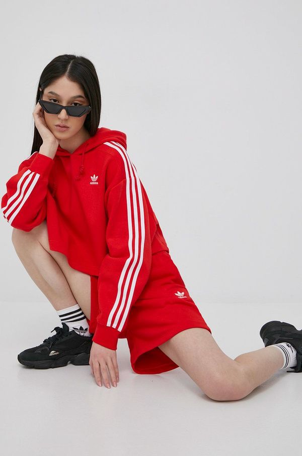 adidas Originals Dukserica adidas Originals Adicolor za žene, boja: crvena, s kapuljačom, s aplikacijom, HC2017-VIRED