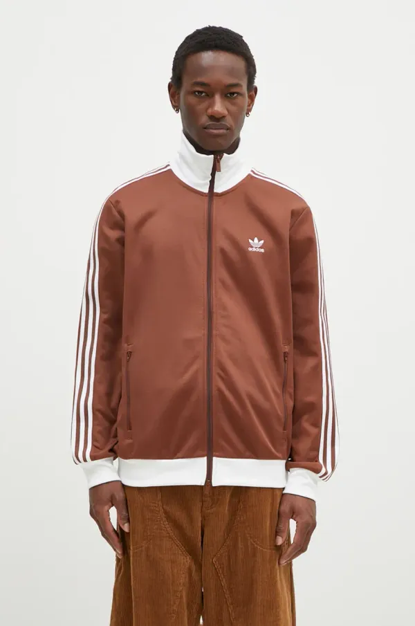 adidas Originals Dukserica adidas Originals Beckenbauer Tracktop za muškarce, boja: smeđa, s aplikacijom, IY9879