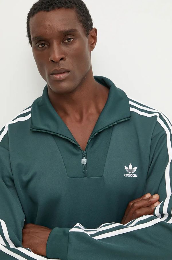 adidas Originals Dukserica adidas Originals Funnelneck Tracktop za muškarce, boja: zelena, s aplikacijom, IZ2502