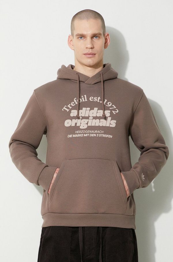 adidas Originals Dukserica adidas Originals Hoodie Sport Archives za muškarce, boja: smeđa, s kapuljačom, tiskom, IU0218, 0