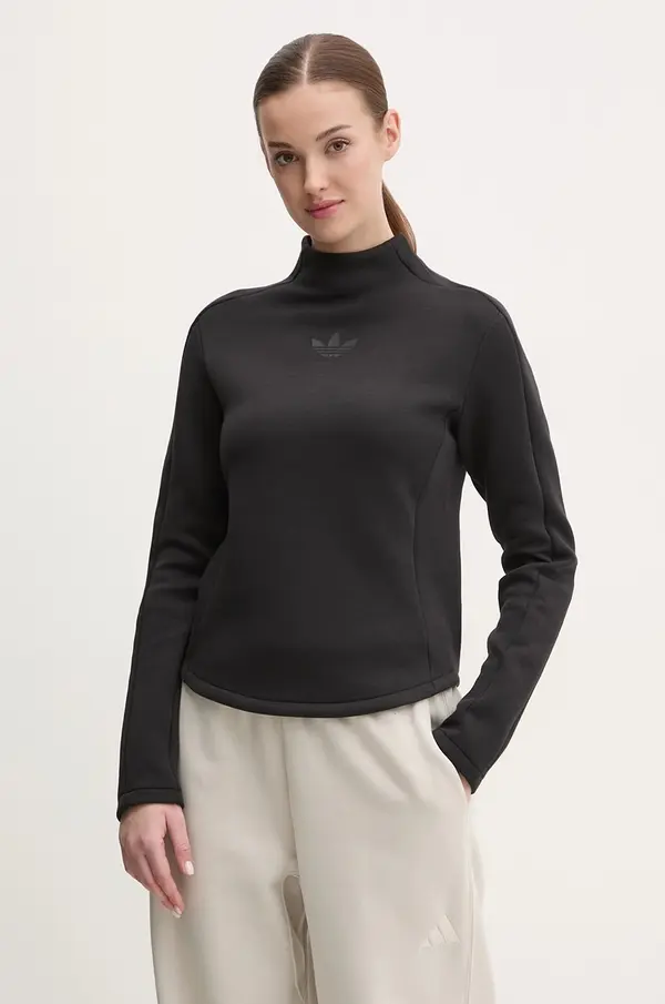 Adidas Dukserica adidas Originals INTERLOCK LS za žene, boja: crna, bez uzorka, JJ0937