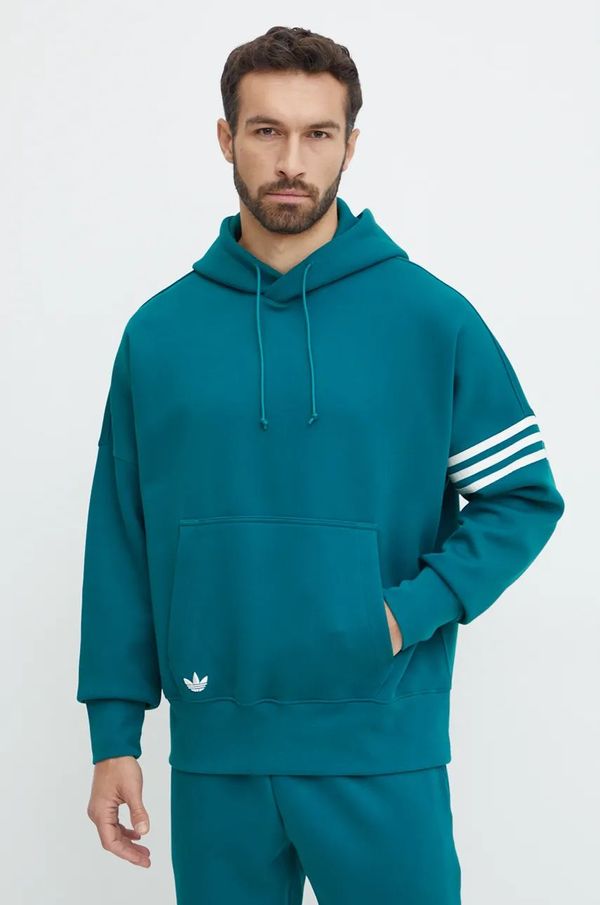 adidas Originals Dukserica adidas Originals Neuclassics C Hoodie za muškarce, boja: zelena, s kapuljačom, s aplikacijom, JF9140