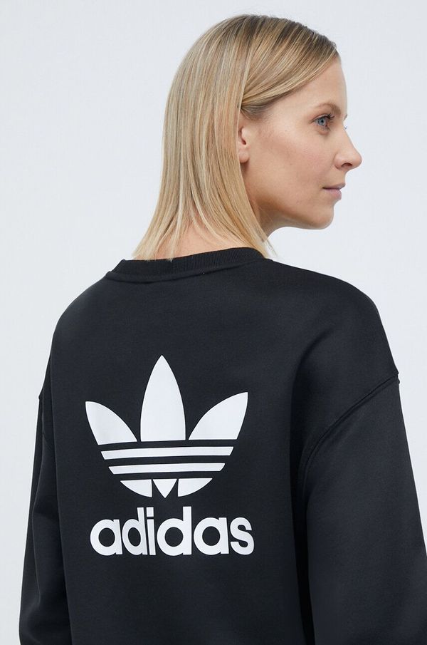 adidas Originals Dukserica adidas Originals Trefoil Crew za žene, boja: crna, s aplikacijom, IU2410