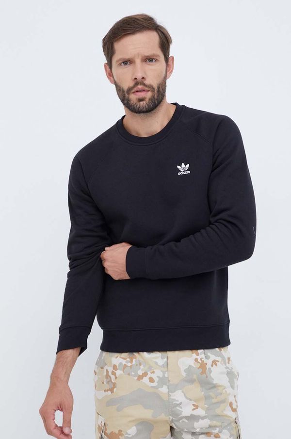 adidas Originals Dukserica adidas Originals Trefoil Essentials Crewneck za muškarce, boja: crna, s aplikacijom