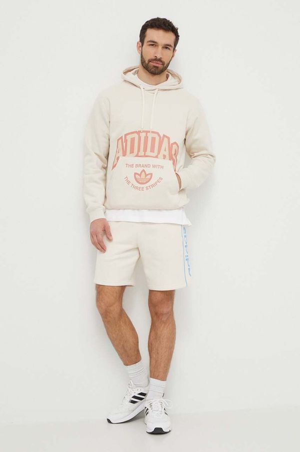 adidas Originals Dukserica adidas Originals za muškarce, boja: bež, s kapuljačom, s tiskom, IS0239