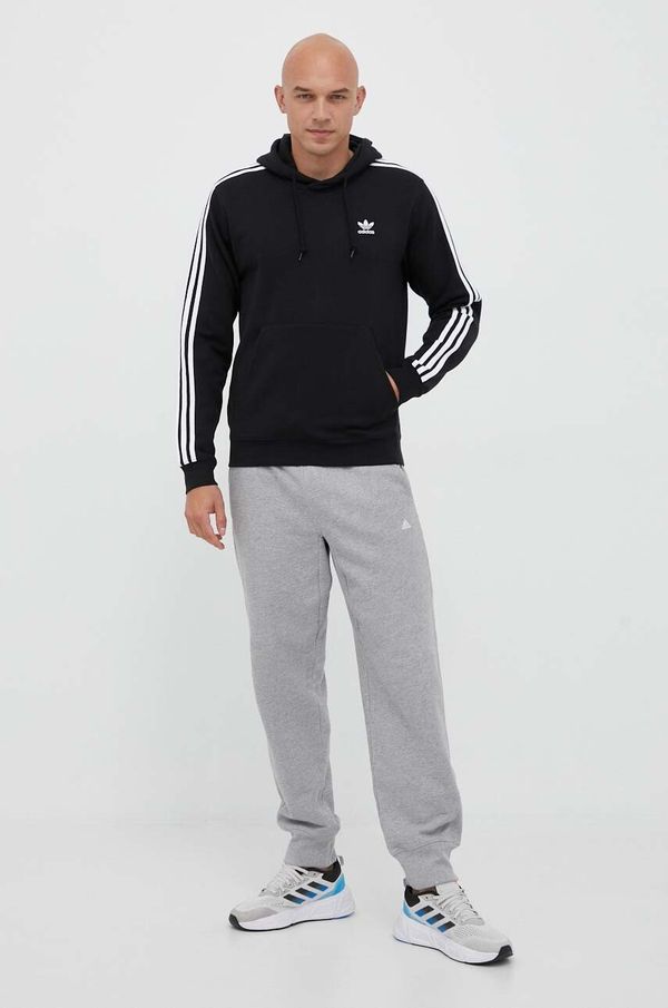 Adidas Dukserica adidas Originals za muškarce, boja: crna, s kapuljačom, s aplikacijom
