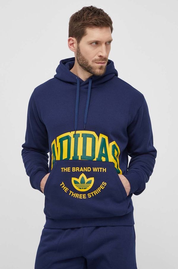 adidas Originals Dukserica adidas Originals za muškarce, boja: tamno plava, s kapuljačom, tiskom