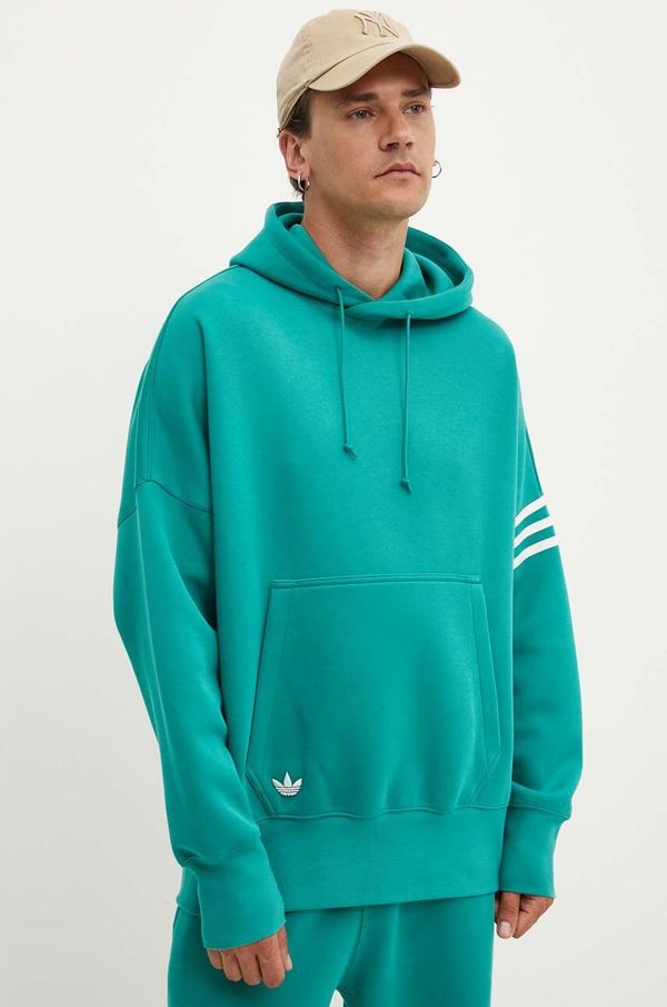 adidas Originals Dukserica adidas Originals za muškarce, boja: tirkizna, s kapuljačom, s aplikacijom, JF9142