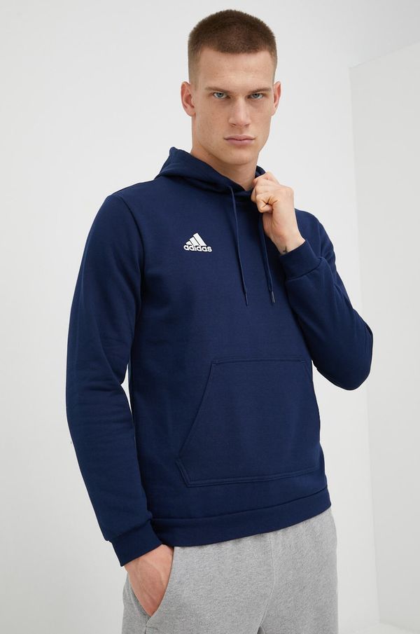 Adidas Dukserica adidas Performance Entrada 22 za muškarce, boja: tamno plava, s kapuljačom, glatka