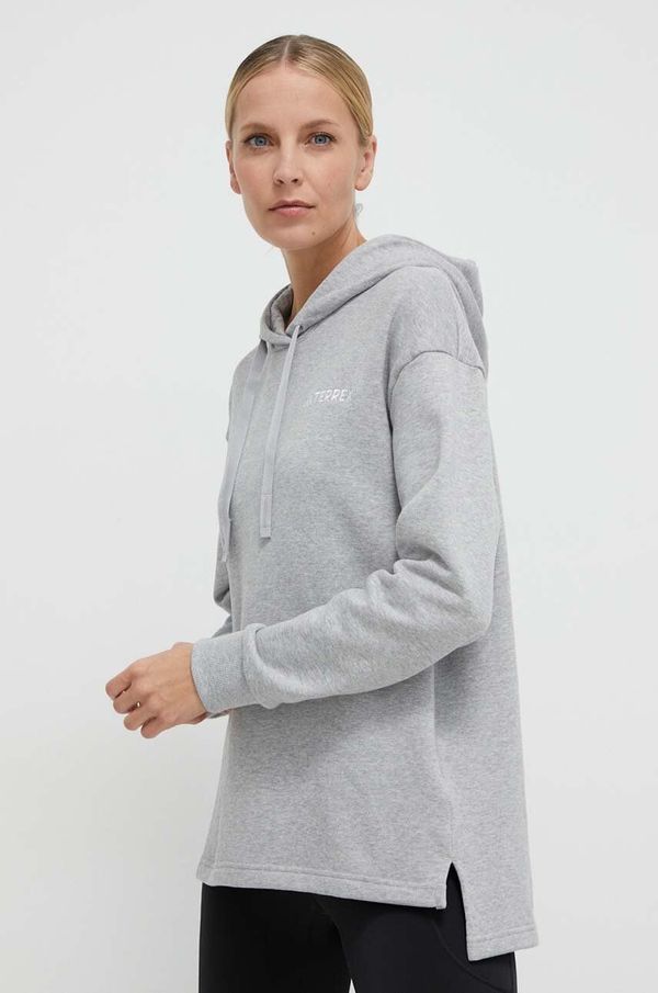 adidas TERREX Dukserica adidas TERREX boja: siva, s kapuljačom, melanž