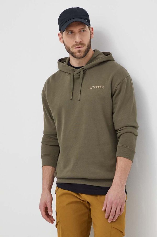 adidas TERREX Dukserica adidas TERREX boja: zelena, s kapuljačom, bez uzorka, IN4716