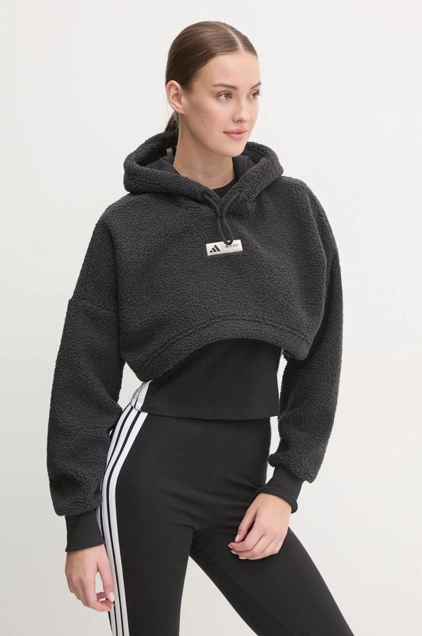 adidas Dukserica adidas x Moon Boot za žene, boja: crna, s kapuljačom, s aplikacijom, IY8049