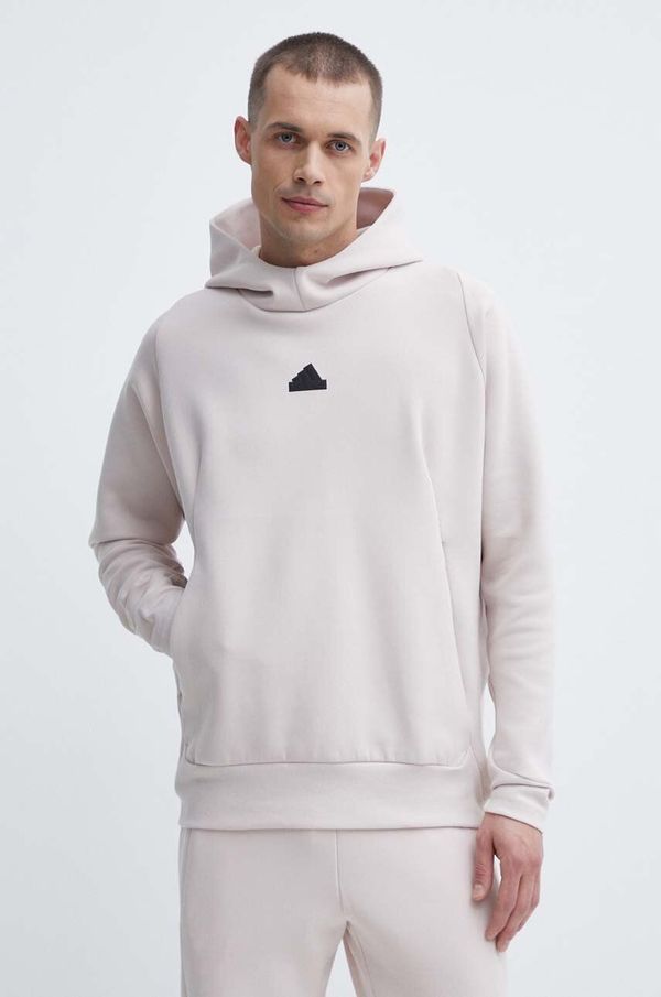 adidas Dukserica adidas Z.N.E za muškarce, boja: bež, s kapuljačom, bez uzorka, IR5211