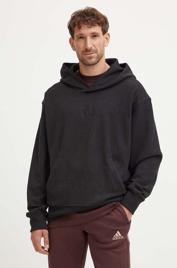 adidas Dukserica adidas za muškarce, boja: crna, s kapuljačom, bez uzorka, IV5212