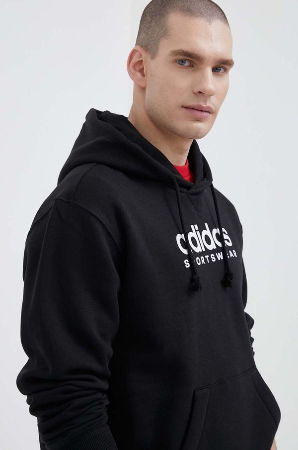 adidas Dukserica adidas za muškarce, boja: crna, s kapuljačom, s tiskom