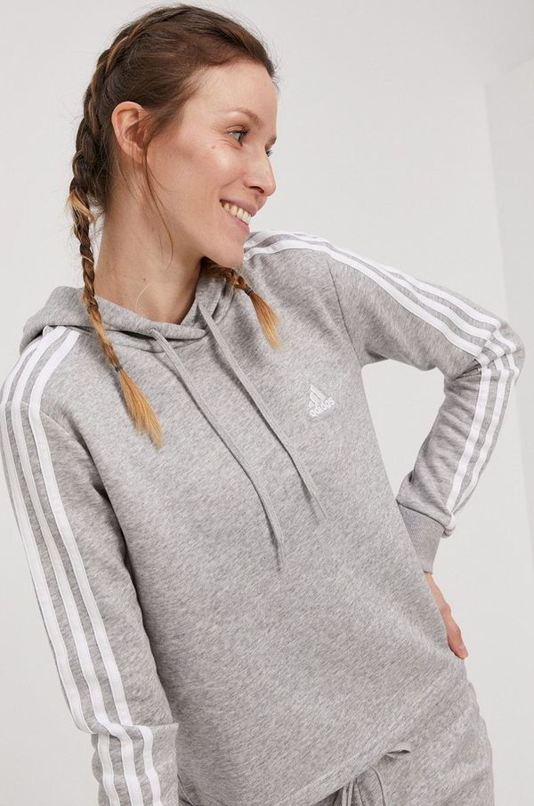 adidas Dukserica adidas za žene, boja: siva, s kapuljačom