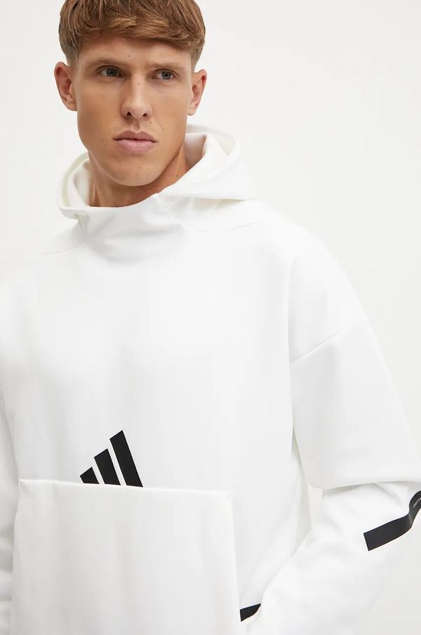 adidas Dukserica adidas ZNE za muškarce, boja: bež, s kapuljačom, s tiskom, JF2454