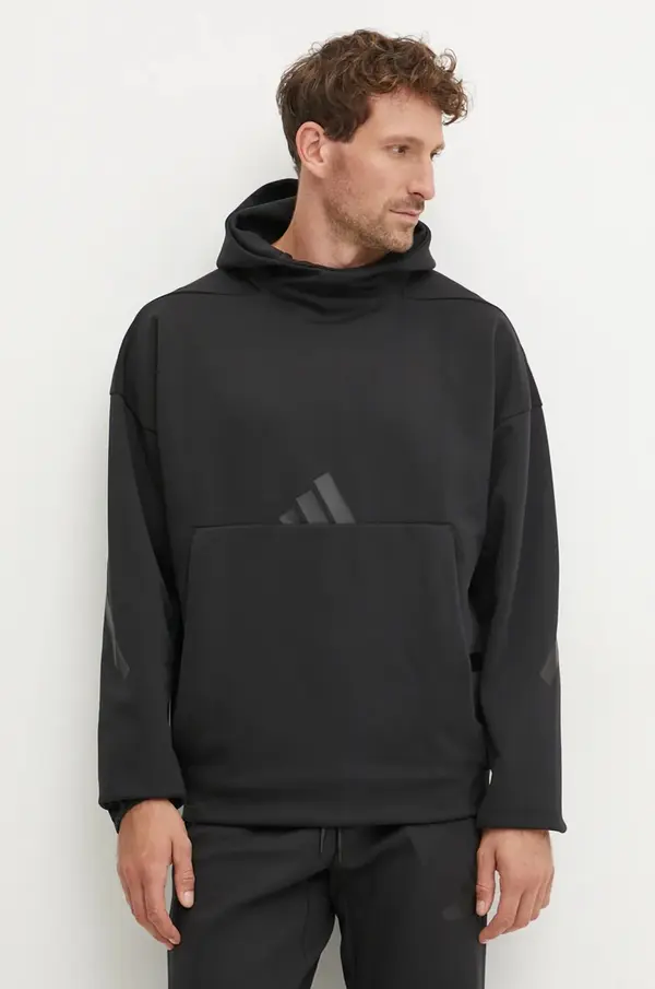 adidas Dukserica adidas ZNE za muškarce, boja: crna, s kapuljačom, s tiskom, JE7537