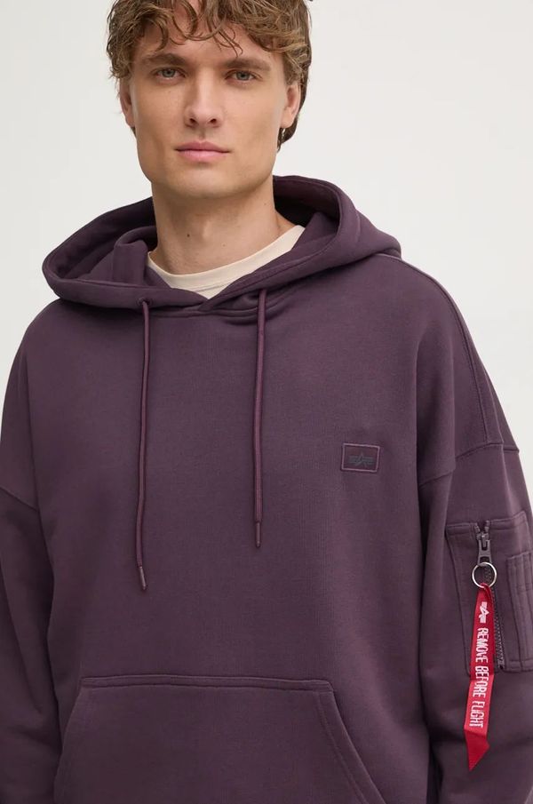 Alpha Industries Dukserica Alpha Industries Essentials RL za muškarce, boja: ljubičasta, s kapuljačom, bez uzorka, 146335
