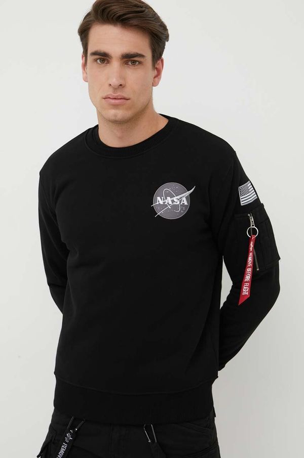 Alpha Industries Dukserica Alpha Industries Space Shuttle Sweater za muškarce, boja: crna, s tiskom, 178307.03-Black 178307.03