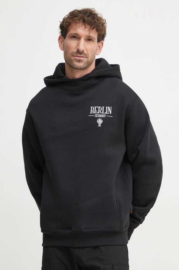 Alpha Industries Dukserica Alpha Industries za muškarce, boja: crna, s kapuljačom, s aplikacijom, 148340