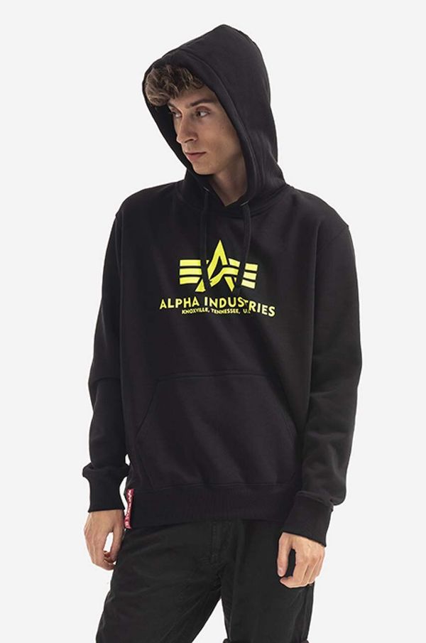 Alpha Industries Dukserica Alpha Industries za muškarce, boja: crna, s kapuljačom, s tiskom, 178312NP.478-black