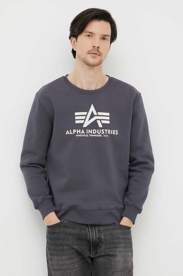 Alpha Industries Dukserica Alpha Industries za muškarce, boja: siva, s tiskom, 178302.136-GreyBlack