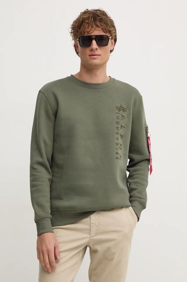 Alpha Industries Dukserica Alpha Industries za muškarce, boja: zelena, s aplikacijom, 138300