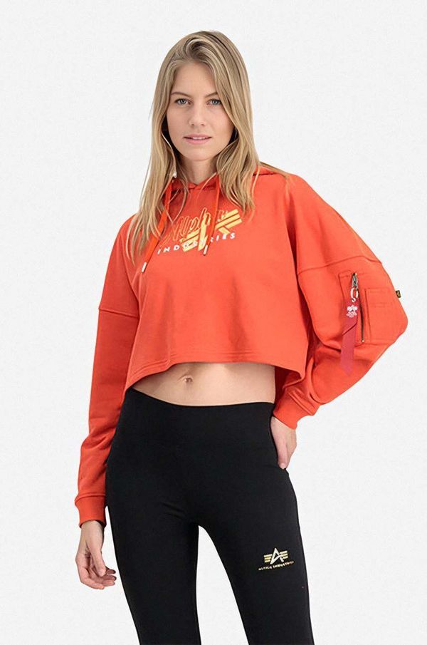 Alpha Industries Dukserica Alpha Industries za žene, boja: narančasta, s kapuljačom, s tiskom, 106044.577-orange