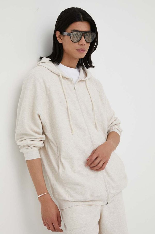 American Vintage Dukserica American Vintage za muškarce, boja: bež, s kapuljačom, melanž