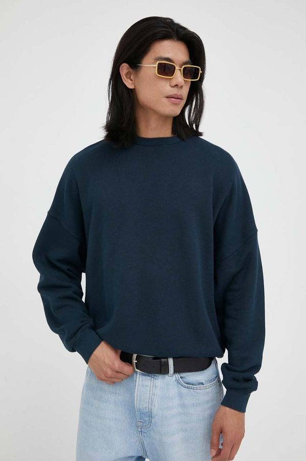 American Vintage Dukserica American Vintage za muškarce, boja: tamno plava, glatka