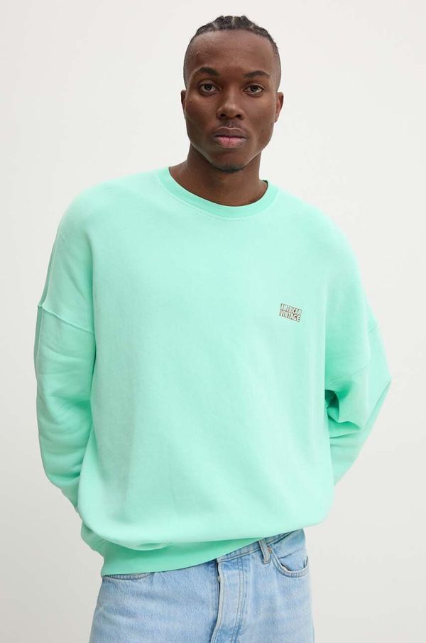 American Vintage Dukserica American Vintage za muškarce, boja: tirkizna, s tiskom, MIZU03EH24