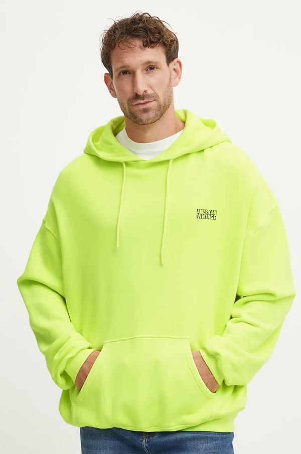 American Vintage Dukserica American Vintage za muškarce, boja: žuta, s kapuljačom, s tiskom, MIZU03FH24