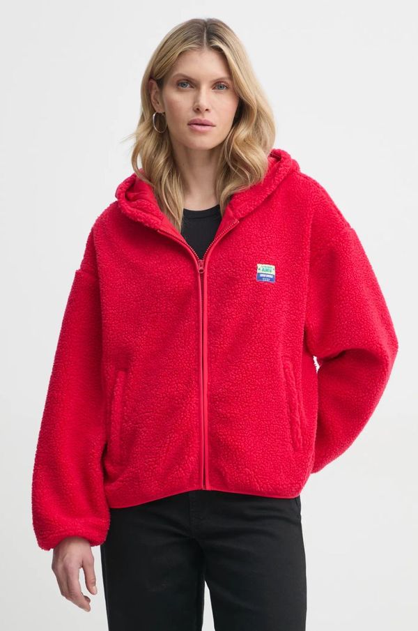 American Vintage Dukserica American Vintage za žene, boja: crvena, s kapuljačom, bez uzorka, HOK16EE25