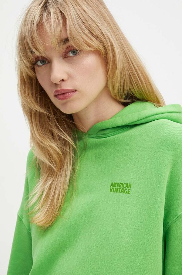 American Vintage Dukserica American Vintage za žene, boja: zelena, s kapuljačom, bez uzorka, IZU03DH24