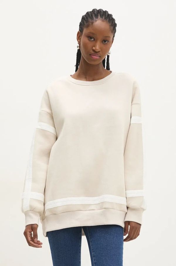 Answear Lab Dukserica Answear Lab za žene, boja: bež, s aplikacijom