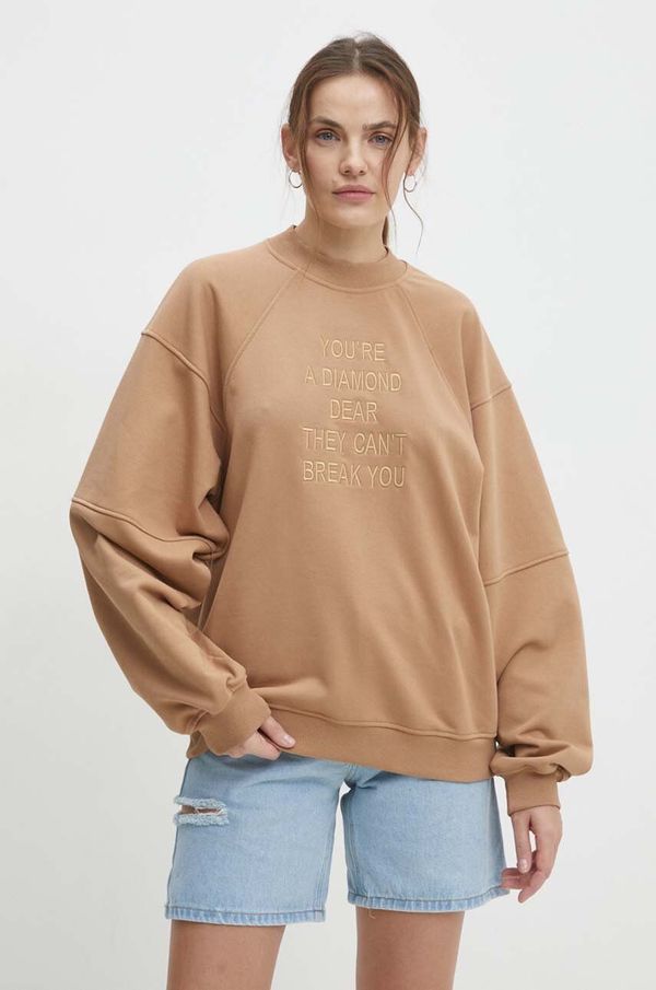 Answear Lab Dukserica Answear Lab za žene, boja: bež, s aplikacijom