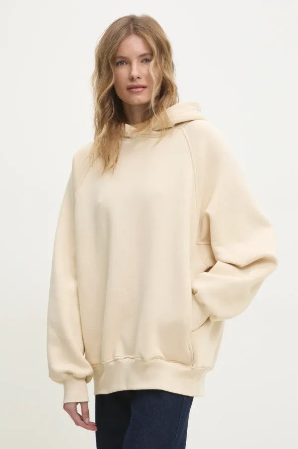 Answear Lab Dukserica Answear Lab za žene, boja: bež, s kapuljačom, bez uzorka