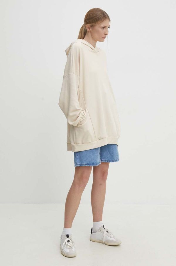 Answear Lab Dukserica Answear Lab za žene, boja: bež, s kapuljačom, melanž