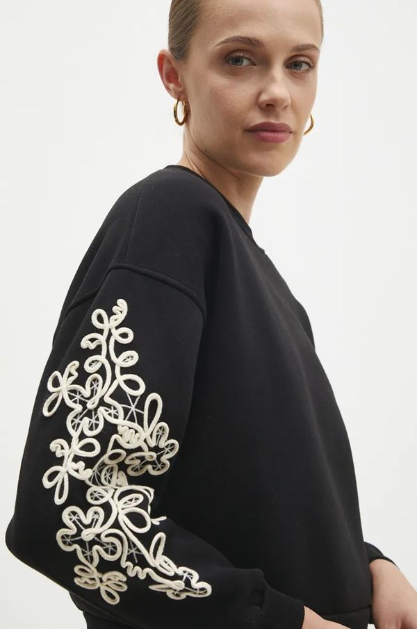 Answear Lab Dukserica Answear Lab za žene, boja: crna, s aplikacijom